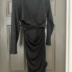 SHEIN Black Ruched Bodycon Mini Dress